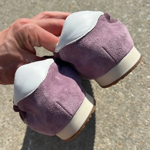 Tory Burch Snow White / Lilac Nylon /Calf Leather suede Tory Sneaker Size 5 NEW - Picture 7 of 12